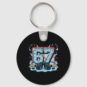 Hockey 67 Drip Eishalle Handschuhe Meme Six Seven  Schlüsselanhänger