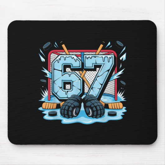 Hockey 67 Drip Eislaufbahn Handschuhe Meme Six Sev Mousepad (Vorne)