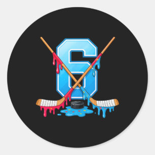 Hockey 6 Jahre alte Eiscreme tropft Jugend 6. Gebu Runder Aufkleber