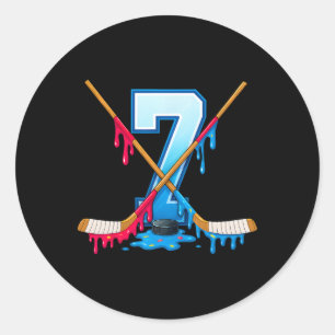 Hockey 7 Jahre alte Eiscreme-Drip-Jugend 7. Geburt Runder Aufkleber