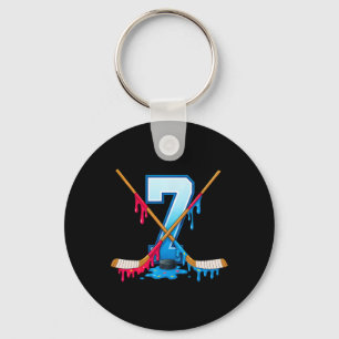 Hockey 7 Jahre alte Eiscreme-Drip-Jugend 7. Geburt Schlüsselanhänger