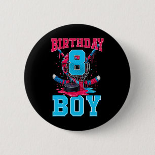 Hockey 8 Jahre alte Eiscreme tropft 8. Geburtstag Button