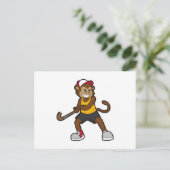 Hockey-Affe mit Hockeystick Postkarte (Stehend Vorderseite)
