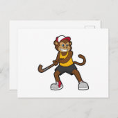 Hockey-Affe mit Hockeystick Postkarte (Vorne/Hinten)