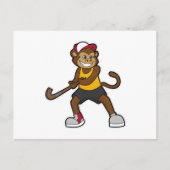 Hockey-Affe mit Hockeystick Postkarte (Vorderseite)