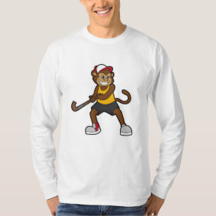 Hockey-Affe mit Hockeystick T-Shirt