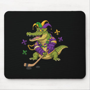 Hockey Alligator Crocodile Mardi Gras Mens Mousepad