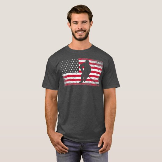 Hockey American Flag 4. Juli Patriotic USA T-Shirt (Vorne ganz)