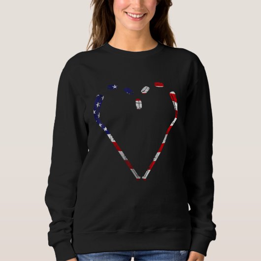Hockey American Flag 4. Juli Usa Patriotic Lov Sweatshirt (Vorderseite)