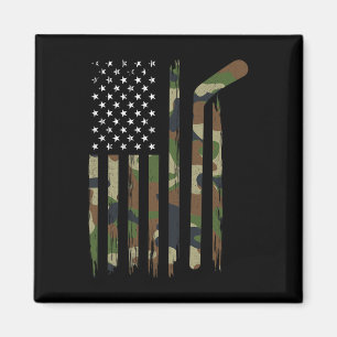 Hockey American Flag Camouflage US Patriotic Hocke Magnet