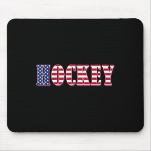 Hockey American Flag - Hockey Mousepad