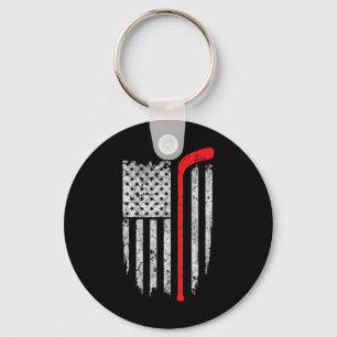 Hockey American Flag Hockey T-Shirt Eishockey Play Schlüsselanhänger