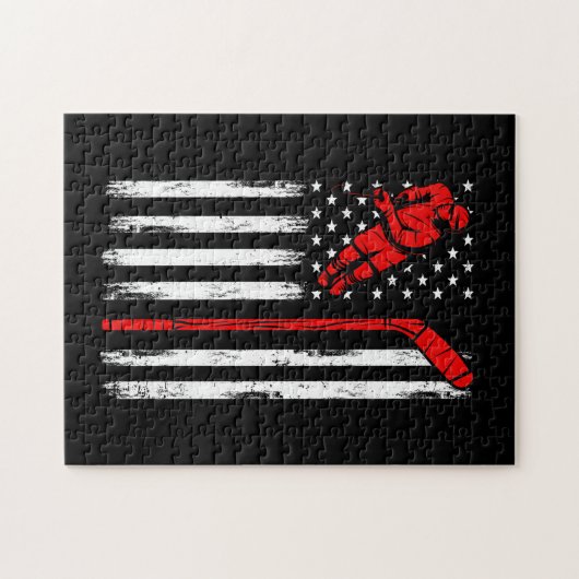 Hockey American Flag Puzzle (Horizontal)
