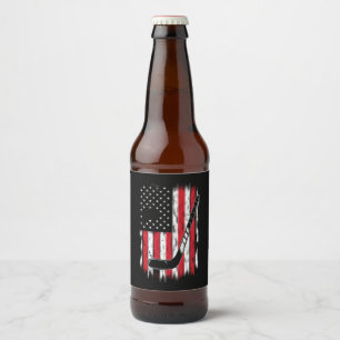 Hockey American Flag Sport Retro Vintag Bierflaschenetikett