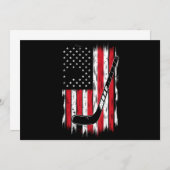 Hockey American Flag Sport Retro Vintag Einladung (Vorne/Hinten)