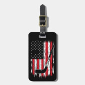 Hockey American Flag Sport Retro Vintag Gepäckanhänger (Vorderseite vertikal)