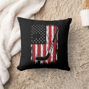 Hockey American Flag Sport Retro Vintag Kissen