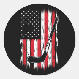 Hockey American Flag Sport Retro Vintag Runder Aufkleber