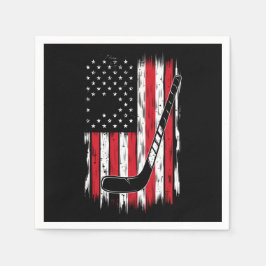 Hockey American Flag Sport Retro Vintag Serviette