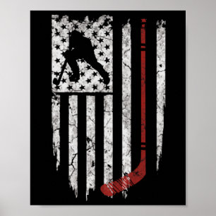 Hockey American USA Flag Hockey T-Shirt Poster
