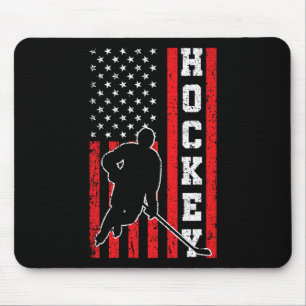 Hockey American USA Flag Men Boys 4. Juli Hock Mousepad