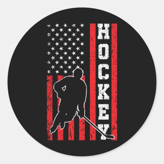 Hockey American USA Flag Men Boys 4. Juli Hock Runder Aufkleber (Vorderseite)