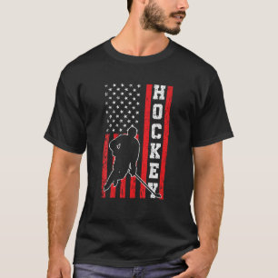 Hockey American USA Flag Men Boys 4. Juli Hock T-Shirt