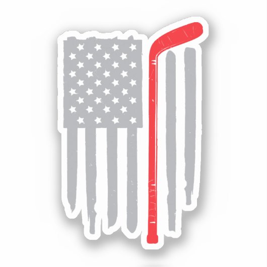 Hockey-Amerikanische Flagge Aufkleber (Vorderseite)