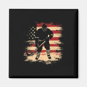 Hockey Amerikanische Flagge Distressed Vintage USA Magnet