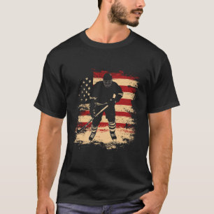 Hockey Amerikanische Flagge Distressed Vintage USA T-Shirt