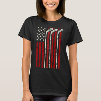 Hockey Amerikanische Flagge Hockey US-Flagge Spiel T-Shirt