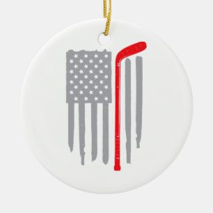 Hockey-Amerikanische Flagge Keramik Ornament