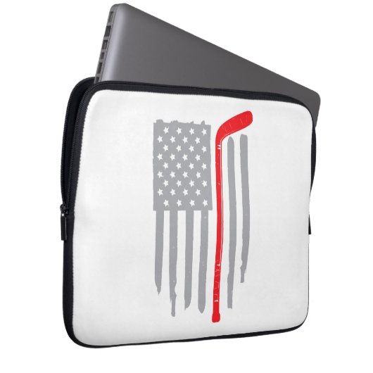 Hockey-Amerikanische Flagge Laptopschutzhülle (Vorne Rechts)
