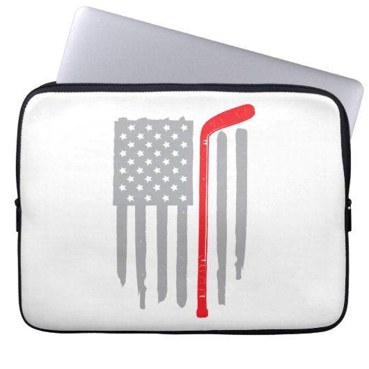 Hockey-Amerikanische Flagge Laptopschutzhülle (Vorderseite)