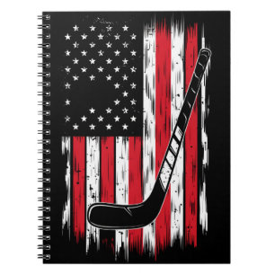Hockey Amerikanische Flagge Sport Retro Vintage Notizblock