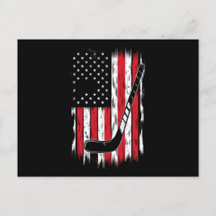 Hockey-Amerikanische-Flagge-Sport-Retro-Vintage Postkarte