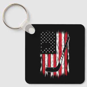 Hockey-Amerikanische-Flagge-Sport-Retro-Vintage Schlüsselanhänger