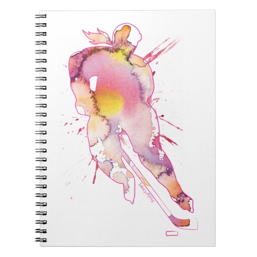 Hockey-Aquarell-Rosa Notizblock (Vorderseite)