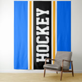 HOCKEY Athletic Bright Blue Black Yellow Stripes Wandteppich (Beispiel)