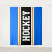 HOCKEY Athletic Bright Blue Black Yellow Stripes Wandteppich (Vorderseite)