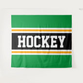 HOCKEY Athletic Bright Green Black Yellow Strips Wandteppich (Vorderseite (Horizontal))