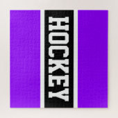 HOCKEY Athletic Bright Lila Schwarz-weiße Streifen Puzzle (Horizontal)