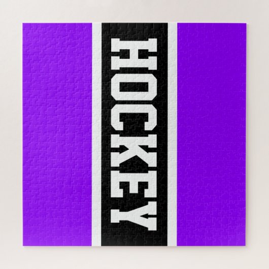 HOCKEY Athletic Bright Lila Schwarz-weiße Streifen Puzzle (Horizontal)