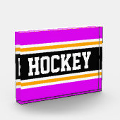 HOCKEY Athletic Bright Pink Black Yellow Stripes Fotoblock (Links)