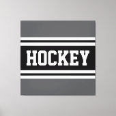 HOCKEY Athletic Gray Black White Racing Stripes Leinwanddruck (Vorderseite)
