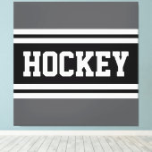 HOCKEY Athletic Gray Black White Racing Stripes Leinwanddruck (Insitu (Holzboden))