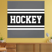 HOCKEY Athletic Gray Black White Racing Stripes Leinwanddruck (Insitu (Wohnzimmer))
