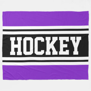 HOCKEY Athletik Lila Schwarz Weiß Rennstreifen Fleecedecke