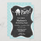 Hockey; Baby Blue Circles Einladung (Vorne/Hinten)