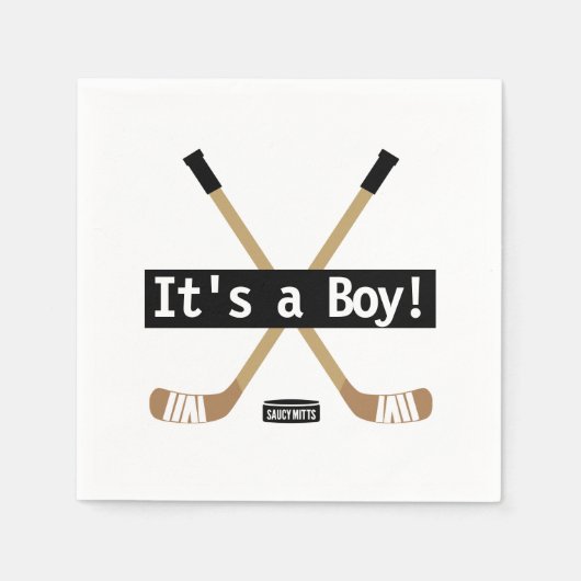 Hockey Baby Dusche Es ist ein Boy Hockey Sticks Serviette (Vorderseite)